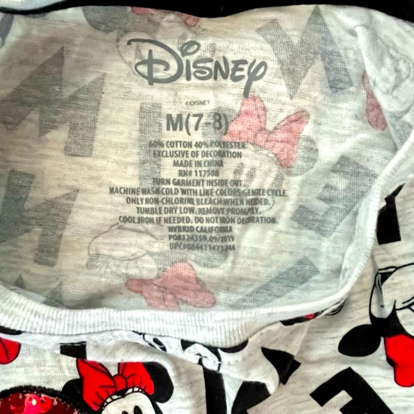 Disney Minnie Mouse Red Sequin Bow Gray T Shirt Size Girls 14-16 XL - Picture 5 of 5